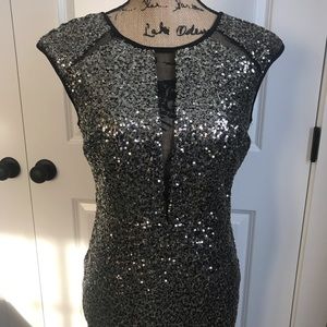 NICOLE MILLER Black Sequin Party Dress Size 4